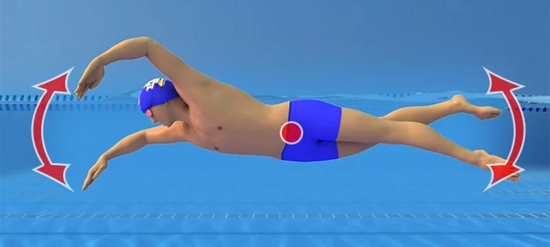 Whole-body rotation in front crawl: the inhale comes from the roll, not from lifting the head
